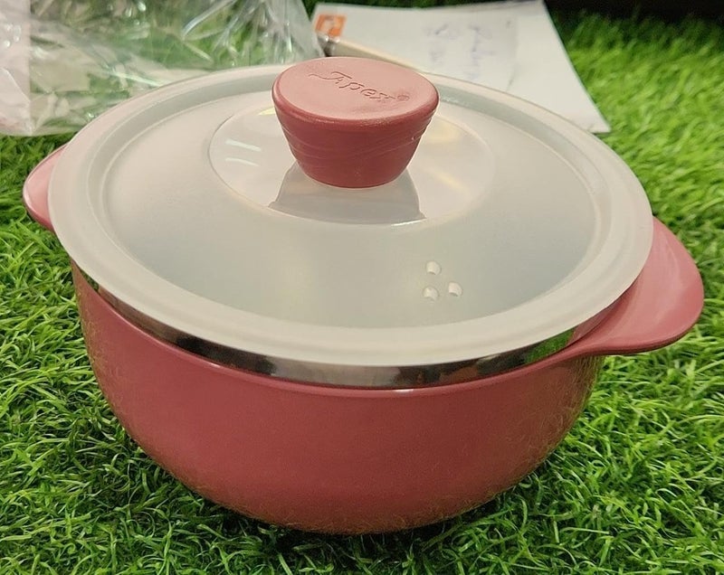 Gladnes Serving Bowl Set Multipurpose Plastic Mixing Bowl Set with Transparent Lid for Salads Snacks Desserts Dining Table Bowl for Home Restaurant Serving Bowl 700ML - Image 5