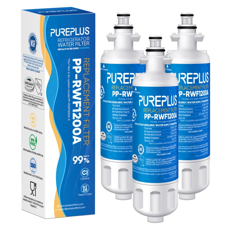 PUREPLUS 9690 Replacement for LG LT700P Kenmore Elite 469690 ADQ36006102 ADQ36006101 LFXS30766S LFX28968ST LFX31925ST LFX31945ST LFXS29626S RWF1052 RWF1200A Refrigerator Water Filter 3Pack