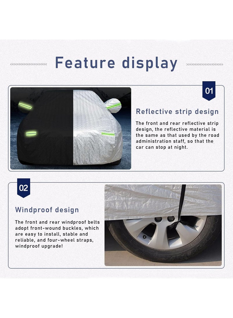 3-Layer Car Cover Full Exterior Cover Waterproof  Scratchproof Car Cover with Lock Driver Sider Zipper Design PEVA Aluminum Film All Weather Universal Fits Cars up to 200in SUV - Image 4