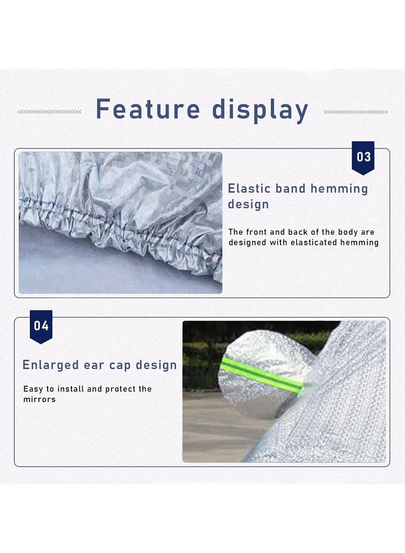 3-Layer Car Cover Full Exterior Cover Waterproof  Scratchproof Car Cover with Lock Driver Sider Zipper Design PEVA Aluminum Film All Weather Universal Fits Cars up to 200in SUV - Image 2