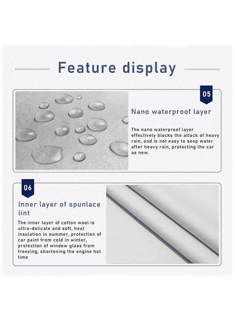 3-Layer Car Cover Full Exterior Cover Waterproof  Scratchproof Car Cover with Lock Driver Sider Zipper Design PEVA Aluminum Film All Weather Universal Fits Cars up to 200in SUV - Image 3