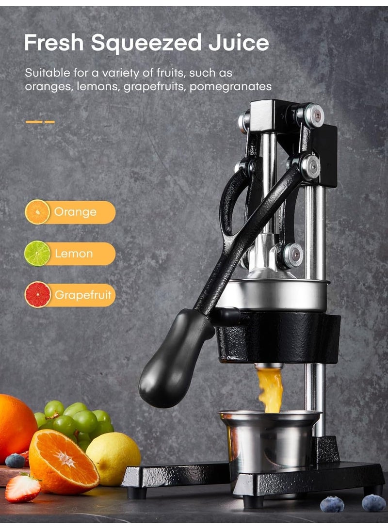 Orange Juicer Squeezer, Cast Iron Lemon Squeezer, Commercial Citrus Juicer Hand Press for Orange, Lemon, Pomegranate, Grapefruit, Easy to Clean Citrus Squeezer with a Stainless Steel Cup - Image 4