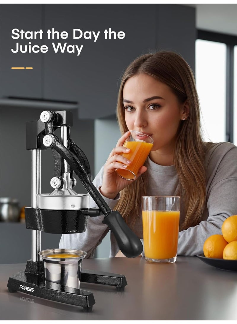 Orange Juicer Squeezer, Cast Iron Lemon Squeezer, Commercial Citrus Juicer Hand Press for Orange, Lemon, Pomegranate, Grapefruit, Easy to Clean Citrus Squeezer with a Stainless Steel Cup - Image 3