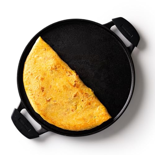 TRAMONTINA TITANEX 30cm Cast Iron Dosa Tawa | Pre-Seasoned Flat Tawa with Raised Edges | Dual Side Handles | Gas & Induction Compatible | for Dosa, Uttapam, Paratha. - Image 1