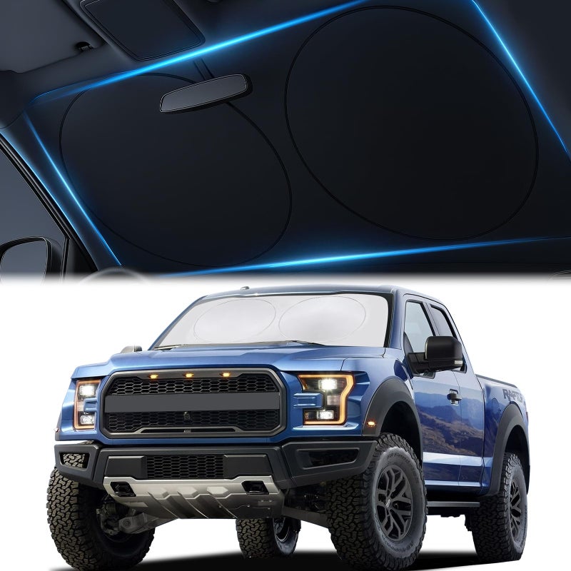 Magnelex Windshield Sun Shade for Full Size Cars SUVs Trucks and Vans  Bonus Steering Wheel Sun Shade 210T Reflective Fabric Blocks Sun Keeps Your Vehicle Cool Windshield Sunshade XLarge