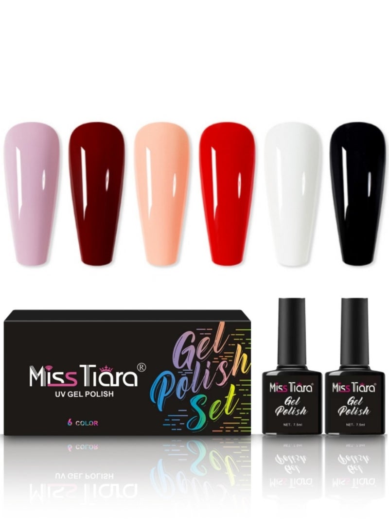 مس تيارا طقم طلاء أظافر جل مكون من 6 قطع بالأشعة فوق البنفسجية ومصباح LED - Image 1