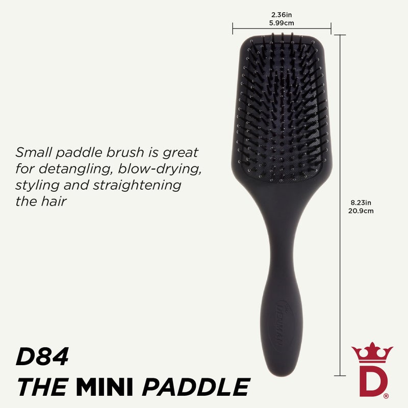 Denman (Black) Mini Paddle Cushion Hair Brush for Blow Drying, Detangling & On the Go Travel - Comfortable Styling, Straightening & Smoothing - For Women and Men, D84 - Image 2