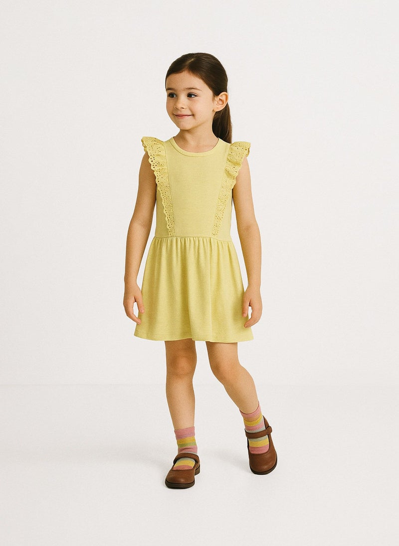 مينوتي فستان بدون أكمام للبنات بتفاصيل دانتيل - Image 1