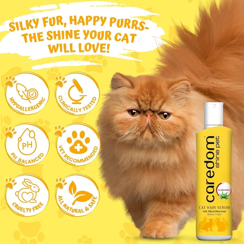 Caredom سيروم شعر القطط اللامع (ليفون) | سيروم مضاد للتجاعيد لشعر ناعم وحريري ولامع | غني بالألوفيرا | سيروم لجميع القطط | 50 مل - Image 4