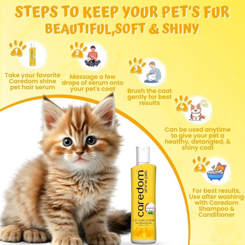 Caredom سيروم شعر القطط اللامع (ليفون) | سيروم مضاد للتجاعيد لشعر ناعم وحريري ولامع | غني بالألوفيرا | سيروم لجميع القطط | 50 مل - Image 5
