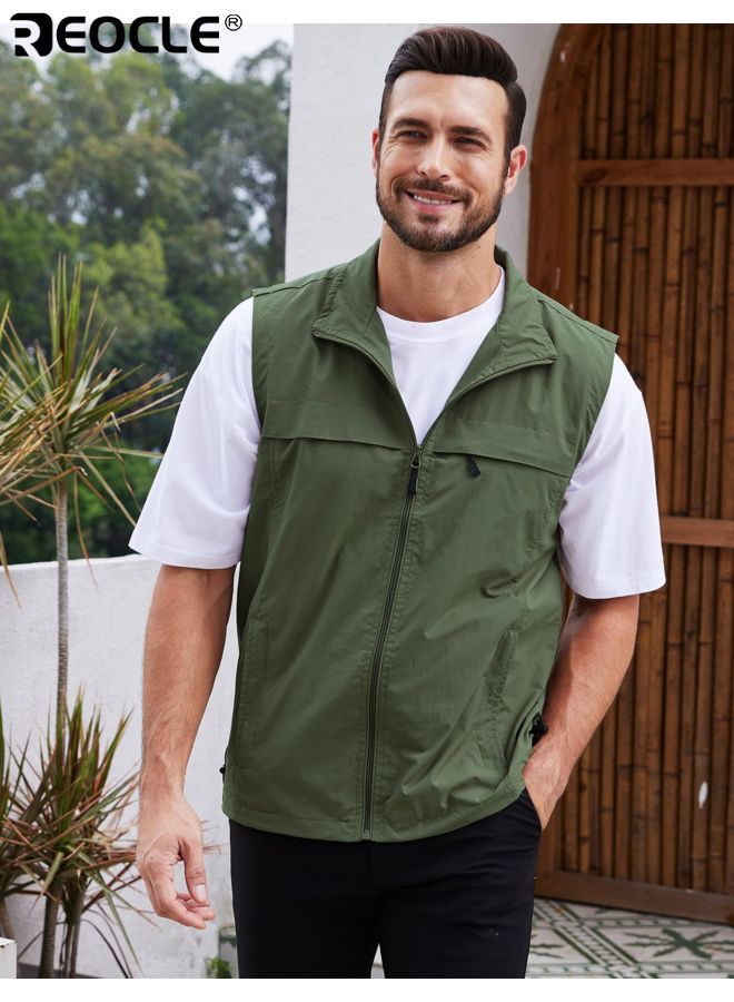 REOCLE Men's Lightweight Utility Vest with Multi-Pocket Design and Durable Construction Outdoor Cargo Vest with Versatile Storage for Hiking Fishing Camping Adventures - Image 1