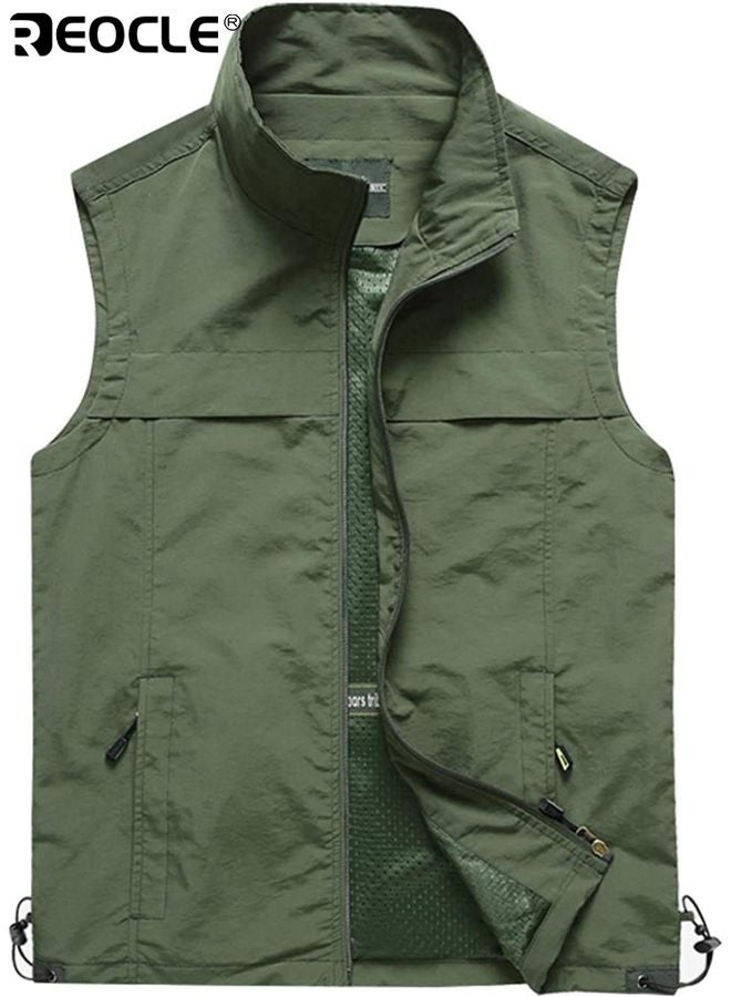 REOCLE Men's Lightweight Utility Vest with Multi-Pocket Design and Durable Construction Outdoor Cargo Vest with Versatile Storage for Hiking Fishing Camping Adventures - Image 5
