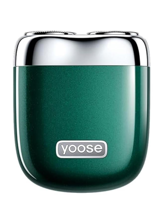 يوز ماكينة حلاقة كهربائية صغيرة محمولة من خليط معدني للسفر من يوس، ماكينة حلاقة لاسلكية قابلة لاعادة الشحن بمنفذ USB-C للرجال، حلاقة جافة، مقاومة للماء بدرجة IPX7، راس قابل للفصل، سهلة التنظيف، اخضر - Image 1