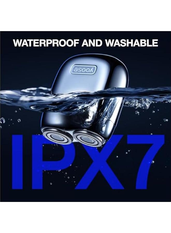 يوز ماكينة حلاقة كهربائية صغيرة محمولة من خليط معدني للسفر من يوس، ماكينة حلاقة لاسلكية قابلة لاعادة الشحن بمنفذ USB-C للرجال، حلاقة جافة، مقاومة للماء بدرجة IPX7، راس قابل للفصل، سهلة التنظيف، اخضر - Image 5