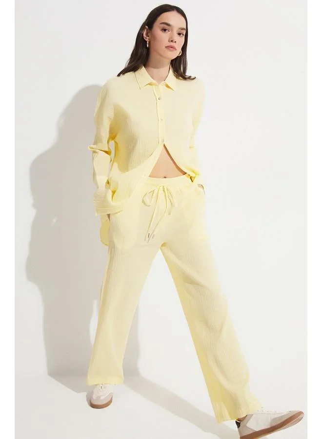 جون June Exclusive Basic Cotton Wide Leg Trousers