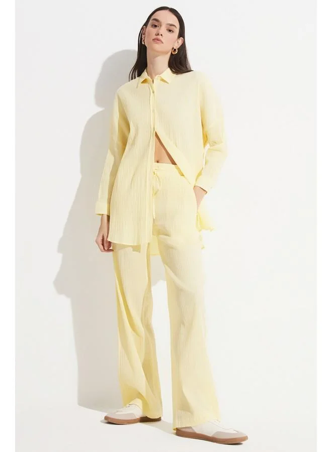 جون June Exclusive Basic Cotton Wide Leg Trousers