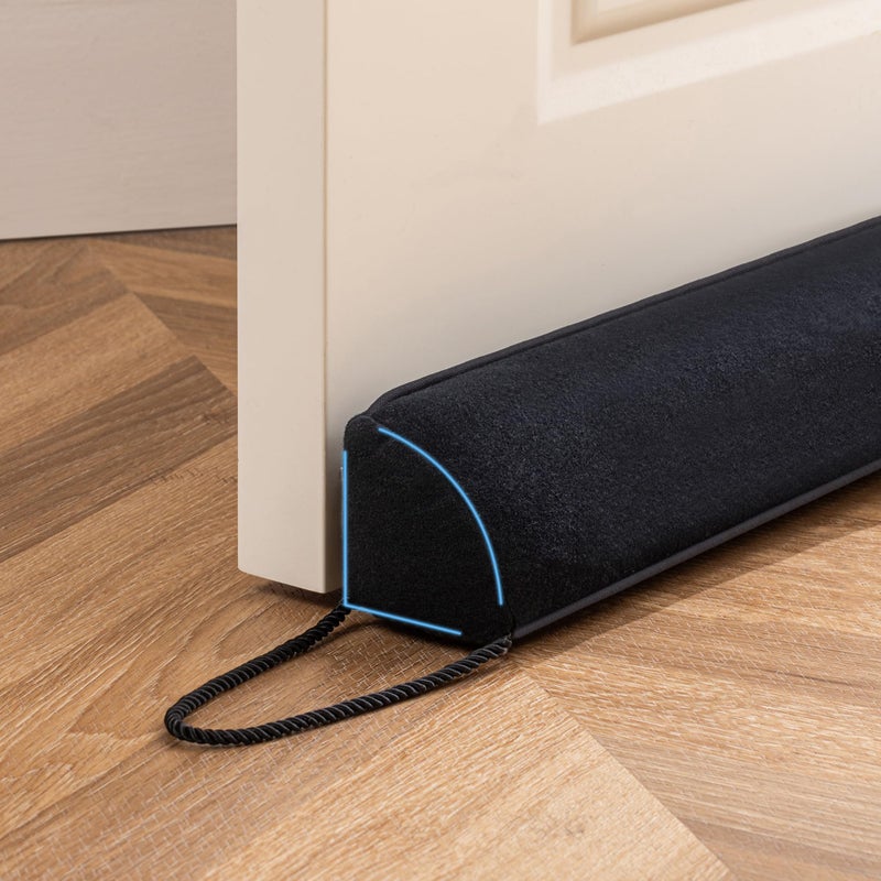 Sunolga 38 Door Draft Stopper Blocks Hot Cold Air with Removable Washable Cover for Gaps Up to 3 AllSeason Noise and Wind Seal for The Bottom of Door and Window Home Essentials Black