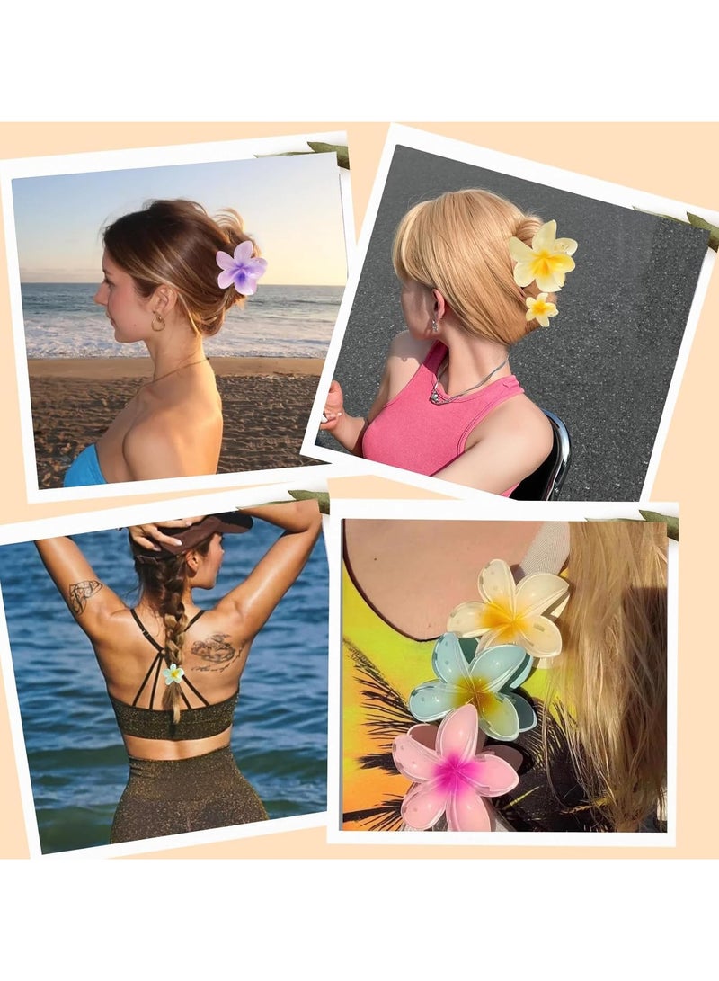 12 Pack Tropical Flower Hair Clips for Women, Large Hawaiian Flower & Small Plumeria Claw Clips, Strong Hold Hair Accessories for Thick Thin Hair, Cute Beach Holiday Hair Clips - Image 2