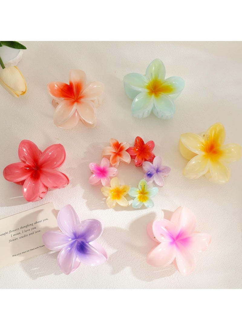 12 Pack Tropical Flower Hair Clips for Women, Large Hawaiian Flower & Small Plumeria Claw Clips, Strong Hold Hair Accessories for Thick Thin Hair, Cute Beach Holiday Hair Clips - Image 4