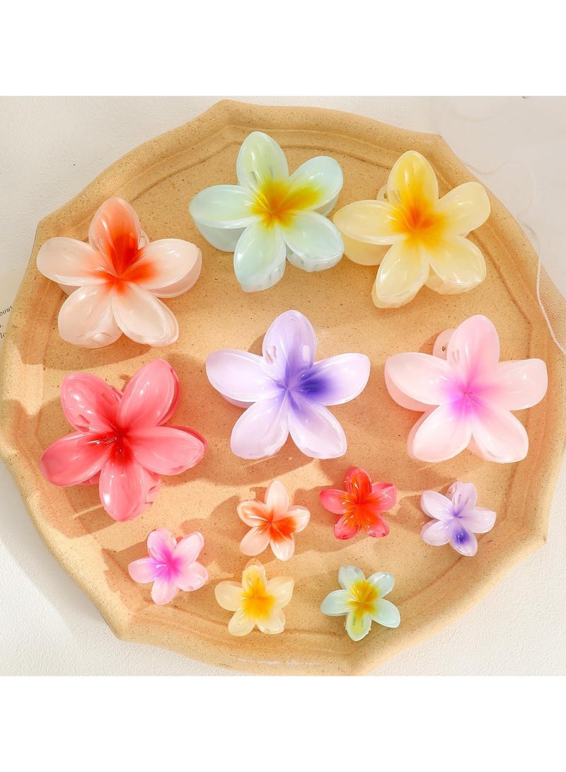12 Pack Tropical Flower Hair Clips for Women, Large Hawaiian Flower & Small Plumeria Claw Clips, Strong Hold Hair Accessories for Thick Thin Hair, Cute Beach Holiday Hair Clips - Image 5