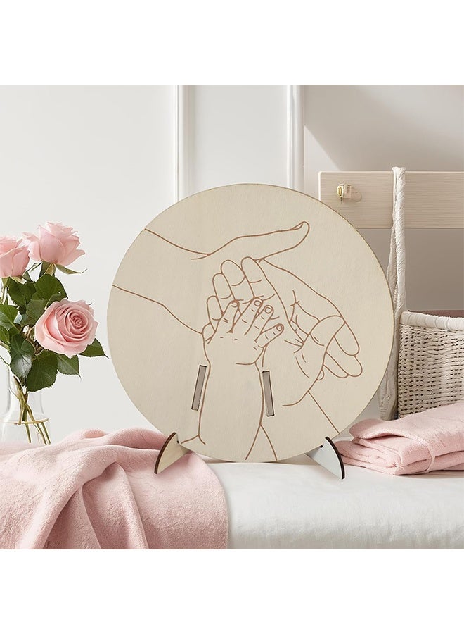 KANGLI 2 Pcs Newborn Wooden Birth Memorial Plaque, Newborn Hospital Bracelet Display Board, Double-Sided Engraved Baby Name Photo Props, Hello World Welcome Baby Decoration - Image 4