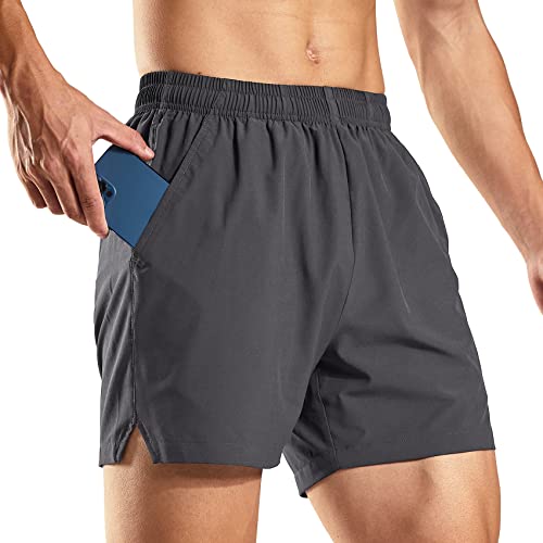 Haimont Mens Running Shorts 5 inch Inseam, Quick Dry Lightweight Gym Exercise Athletic Shorts for Men with Pockets, Dark Grey, M - Image 2