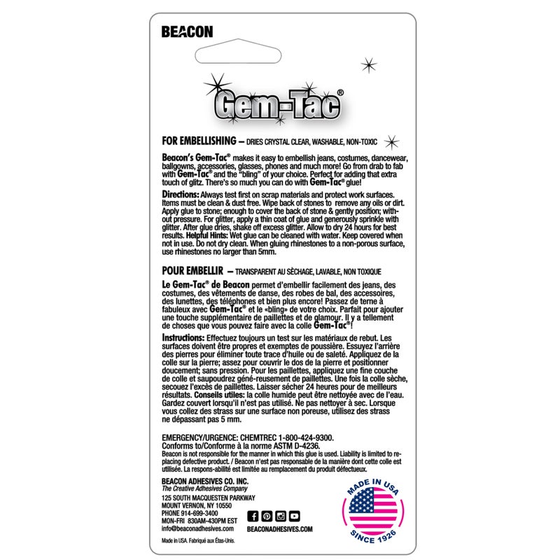 BEACON Gem-Tac Premium Quality Adhesive for Securely Bonding Rhinestones and Gems - Water-Based, UVA Resistant, 4-Ounce - Image 3