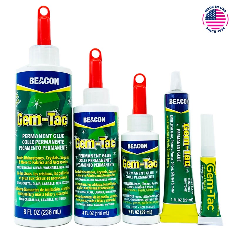 BEACON Gem-Tac Premium Quality Adhesive for Securely Bonding Rhinestones and Gems - Water-Based, UVA Resistant, 4-Ounce - Image 2
