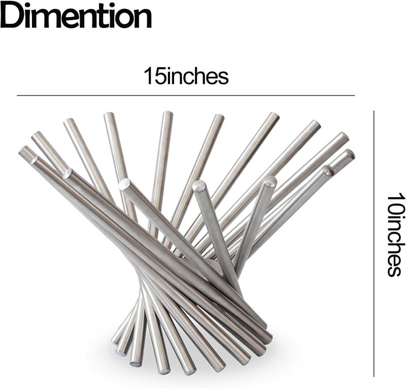 IBWell Creative Stainless Steel Rotation Fruit Basket Bowl Stand Holder for Kitchen CounterCountertop Home DecorLargeSilver - Image 2