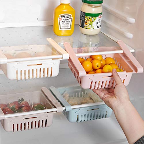 WENGTY Kitchen Organizer Adjustable Kitchen Refrigerator Storage Rack Fridge Freezer Shelf Holder PullOut Drawer Organiser Space Saver Multi Color 4 - Image 1