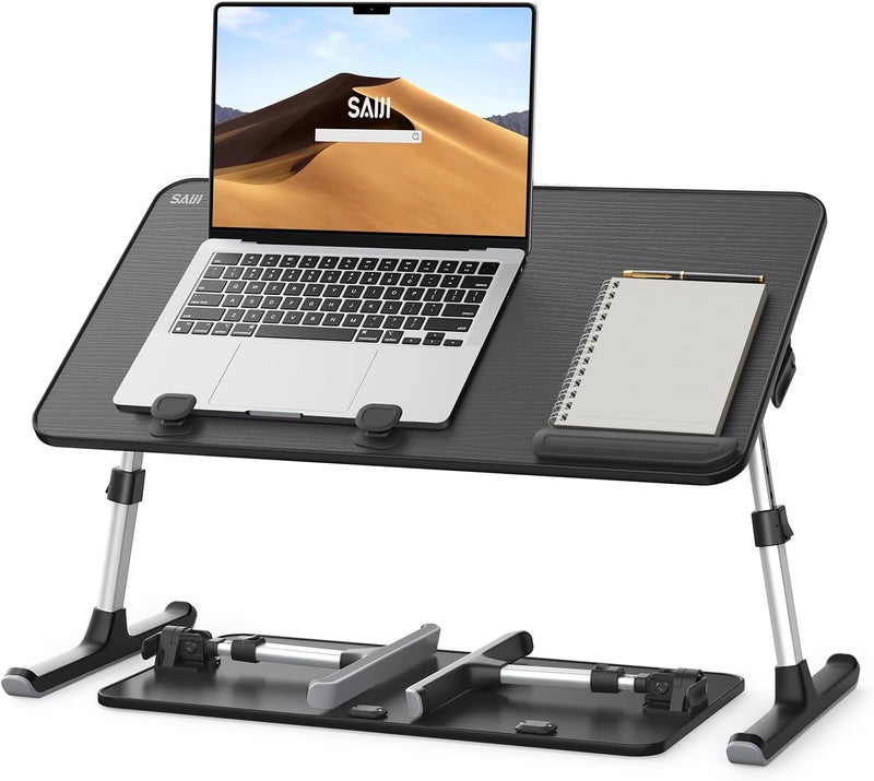 SAIJI Laptop Desk for Bed, Lap Desks Bed Trays for Eating Writing, Adjustable Computer Laptop Stand, Foldable Lap Table in Sofa and Couch(20.5 x 11.8,Black) - Image 1