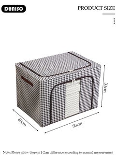 DUNISO 2 Pack Closet Storage Box with Metal Frame, Stackable Flodable Closet Container Organizer with Lids Handle Double & Zippers, Large Capacity Wardrobe Clothes Storage Box with Clear Window for Blanket, Bedding, Clothes, Comforter  - Image 4