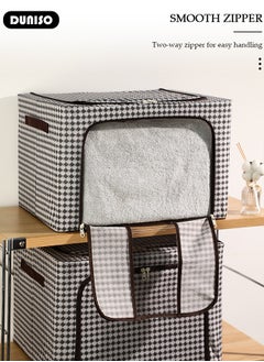 DUNISO 2 Pack Closet Storage Box with Metal Frame, Stackable Flodable Closet Container Organizer with Lids Handle Double & Zippers, Large Capacity Wardrobe Clothes Storage Box with Clear Window for Blanket, Bedding, Clothes, Comforter  - Image 5