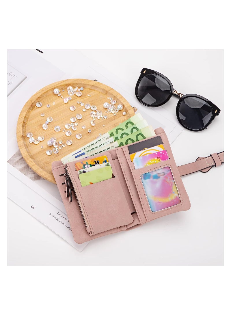 SOLARAE PU Leather Bifold Wallet for Women, Stylish Small Purses with 12 Card Slots RFID Blocking and Zipper Pocket, Pink - Image 2