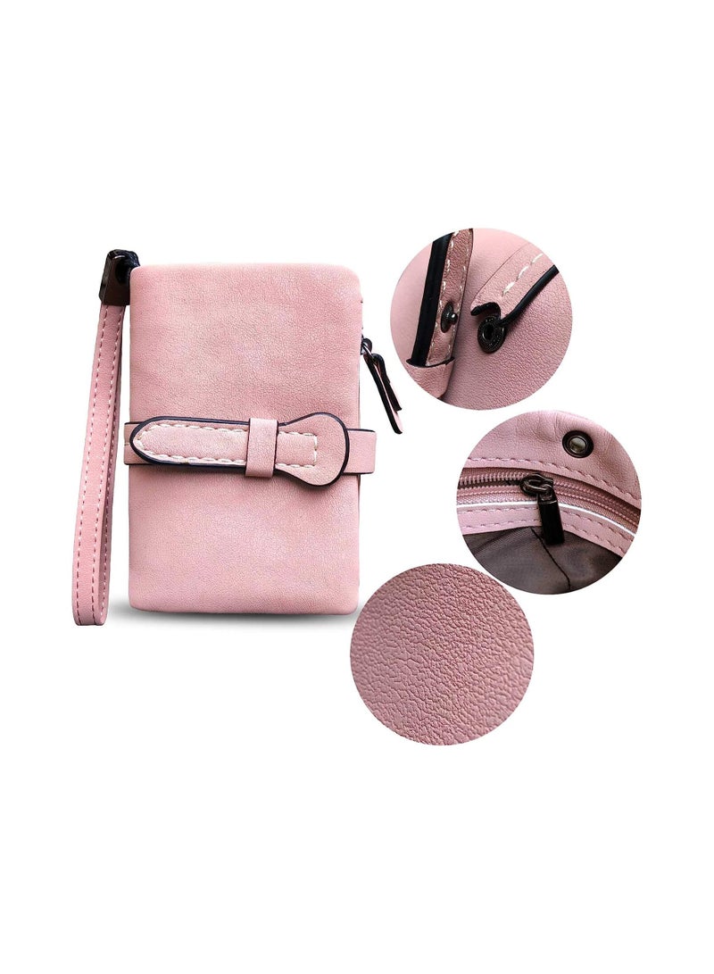 SOLARAE PU Leather Bifold Wallet for Women, Stylish Small Purses with 12 Card Slots RFID Blocking and Zipper Pocket, Pink - Image 4