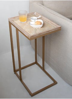 C-Shaped Side Table with Rattan Tray Top – Gold Metal Frame Accent Table - pzsku/Z5ECE53F1CC79A79C8DE6Z/45/_/1731671775/2d2d43e4-8012-42e7-81a6-6cfb3be22a52