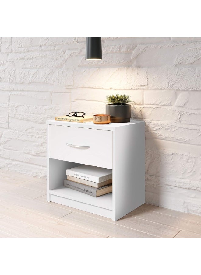 Generic Stella Trading Wooden Side Table with Simple Cabinet Design with 1 Drawer Suitable for Any Bed and Bedroom White 39 x 41 28 cm W x D 41 cm  - Image 5