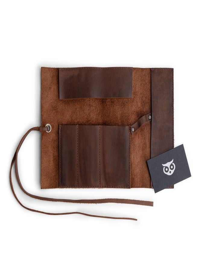 Hide & Drink, Rustic Leather Pencil Roll Pouch, Multi-Purpose Storage Wrap for Scissors, Earphones, Organizer for Craft, Work, Handmade (Bourbon Brown) - Image 5