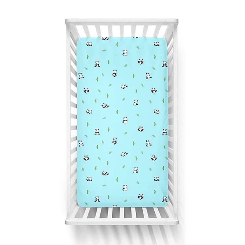 The White Cradle Cotton Baby Crib Fitted Bed Sheets for Cot Organic Twill Fabric Baby Bedding for New Born Infants Toddlers 38x24 Pack of 1 The White Cradle Blue Panda - Image 5