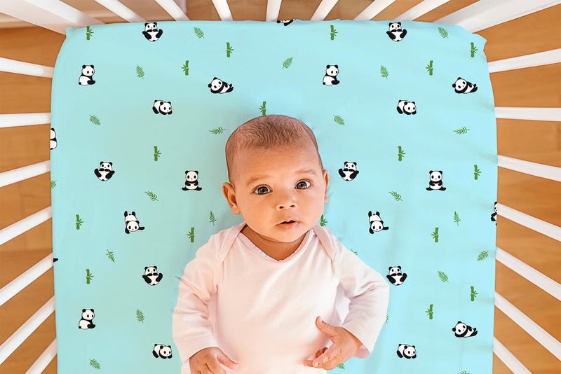 The White Cradle Cotton Baby Crib Fitted Bed Sheets for Cot Organic Twill Fabric Baby Bedding for New Born Infants Toddlers 38x24 Pack of 1 The White Cradle Blue Panda - Image 3