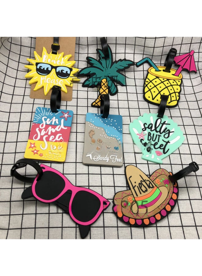 Luggage Tag Leather Goods Bag Accessories Suitcase Label Personalized Name Id Tag Travel Bag Identifier-Color:Straw Hat - Image 2