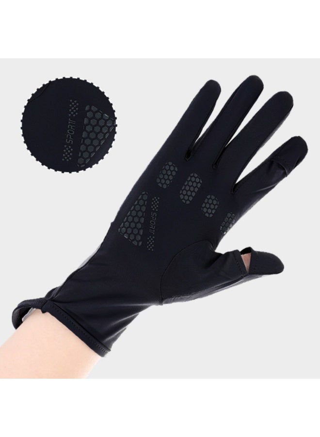 Sun Gloves for Women UV Protection Summer Driving Gloves Full Finger Touchscreen Non Slip Gloves,Black - Image 4