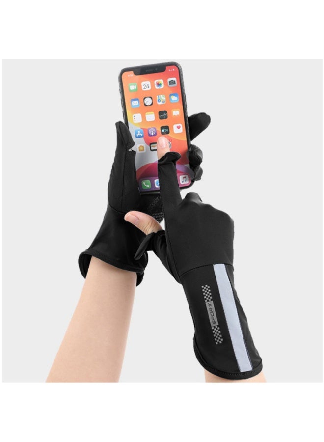 Sun Gloves for Women UV Protection Summer Driving Gloves Full Finger Touchscreen Non Slip Gloves,Black - Image 3