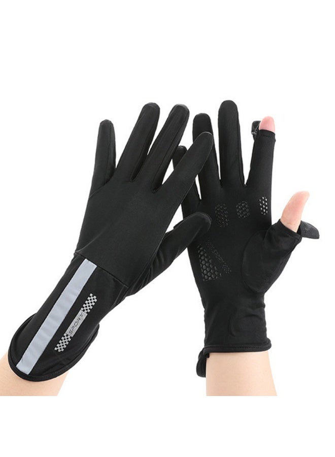 Sun Gloves for Women UV Protection Summer Driving Gloves Full Finger Touchscreen Non Slip Gloves,Black - Image 2