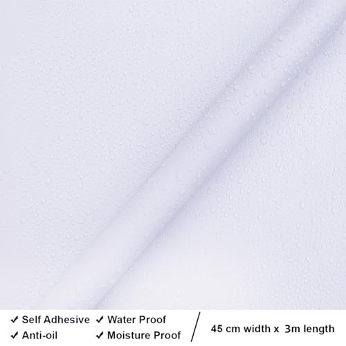 HOMEMATES Self Adhesive Waterproof Wallpaper White Wall Sticker for Living Room Hall Bedroom Decoration Polyvinyl Wallpaper Vinyl PVC Wall Stickers (45 x 304 cm) - Image 5