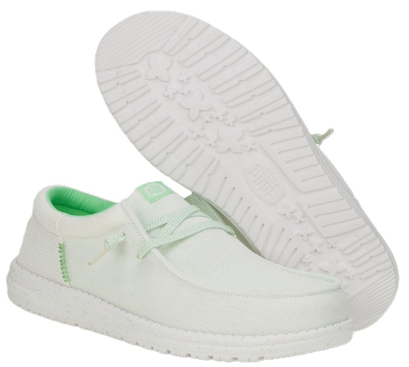 HEYDUDE Men's Wally Funk Zigzag Mesh White/Green Ash 11 Medium - Image 4