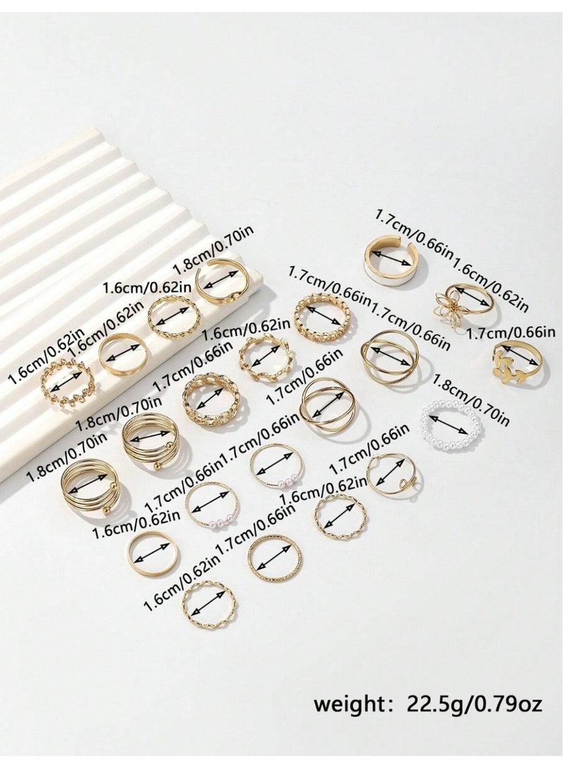 ڤيا � مجموعة خواتم نسائية فاخرة – 22 قطعة بتصاميم هندسية عتيقة - Image 2