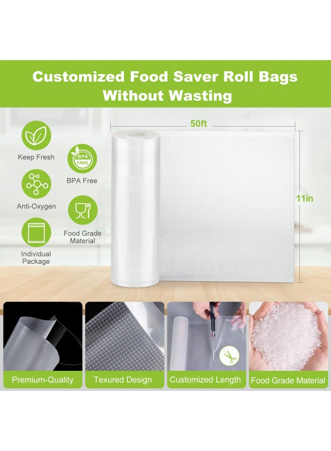 Bonsenkitchen Bonsenkitchen Vacuum Sealer Bags, 11 in x 50 ft Rolls 2 Pack Seal Bags for Food Storage Saver, BPA Free, Commercial Grade Textured Food Roll Bags, Customized Size Bag for Sous Vide Cooking & Meal Prep - Image 4