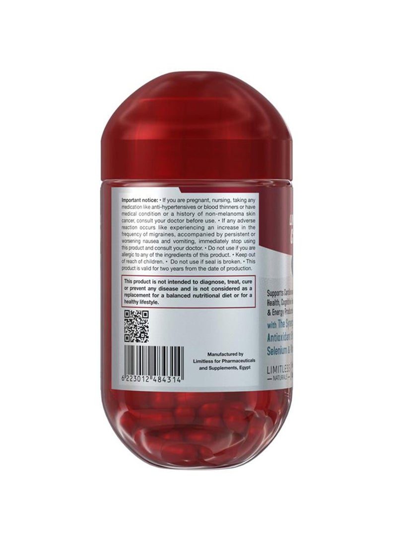 EVA PHARMA ليمتليس CoQ 10 - إنزيم CoQ 10، فيتامين E وسيلينيوم - لوظيفة عقلية وقلبية - 60 كبسولة. - Image 3