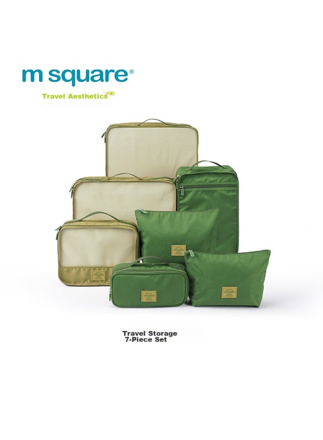 M Square M Square Travel Storage Bag, Luggage Organizer, 7-piece Set, Clothes Underwear Shoe Bag, Shoe Pouch, Norsen Green  - Image 2